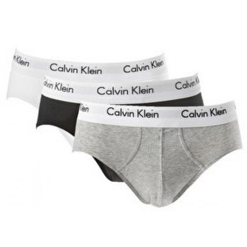 Calvin Klein Underwear - PACK 3 SLIPS FERMES BRIEF HOMME - Coton & Elasthanne Blanc / Noir / Gris - Slip  homme